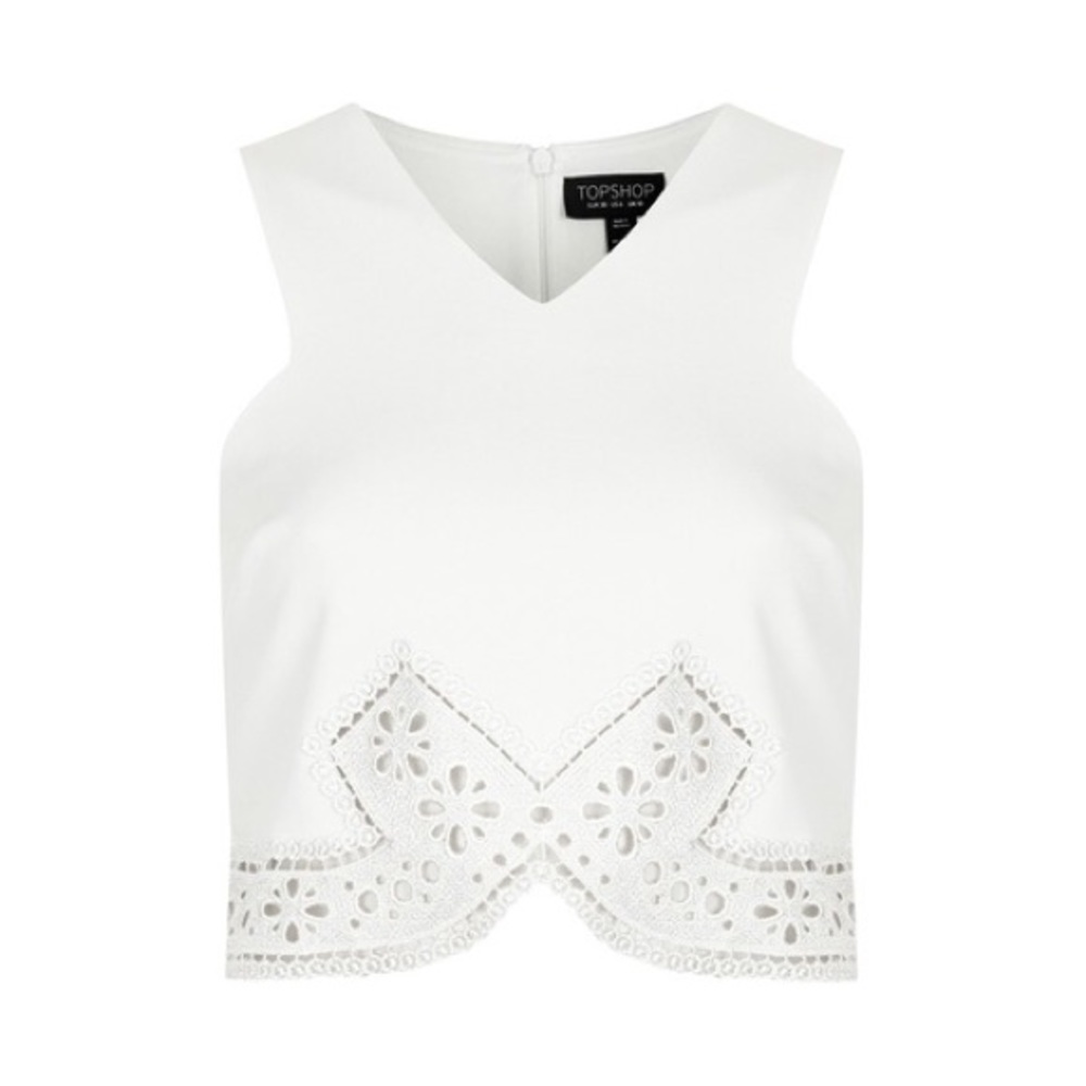 Top shop white lace trim stop top